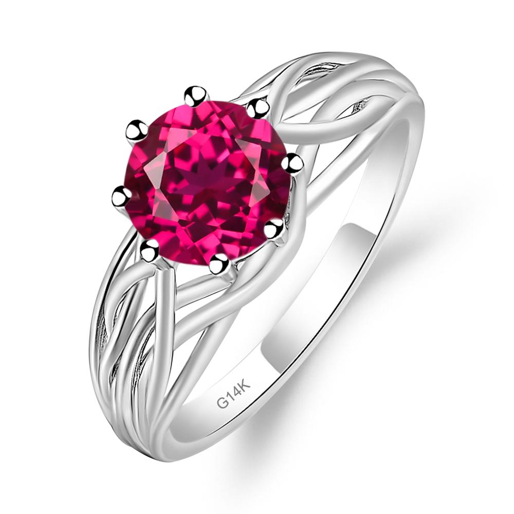 Intertwined Ruby Wedding Ring - LUO Jewelry #metal_14k white gold