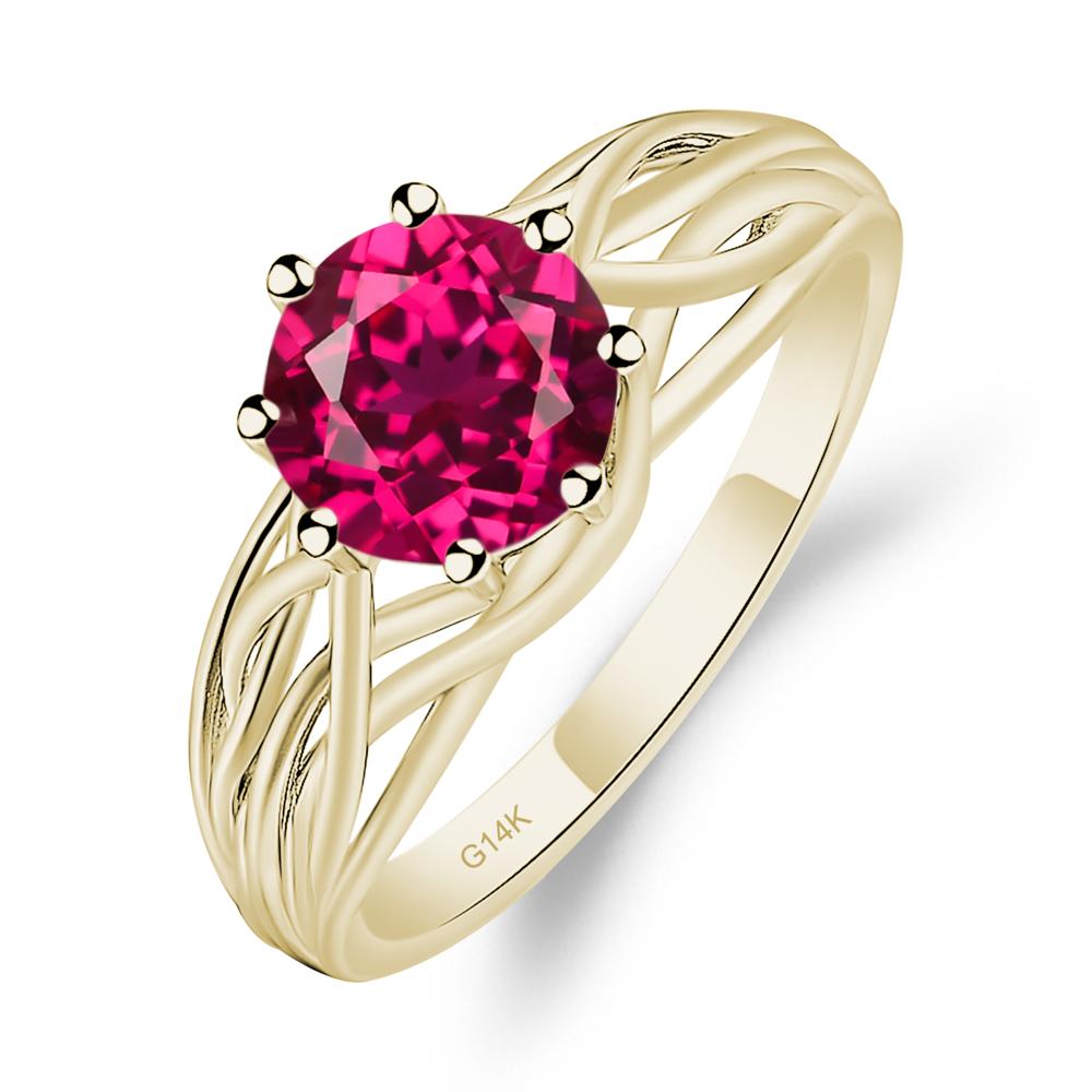 Intertwined Ruby Wedding Ring - LUO Jewelry #metal_14k yellow gold