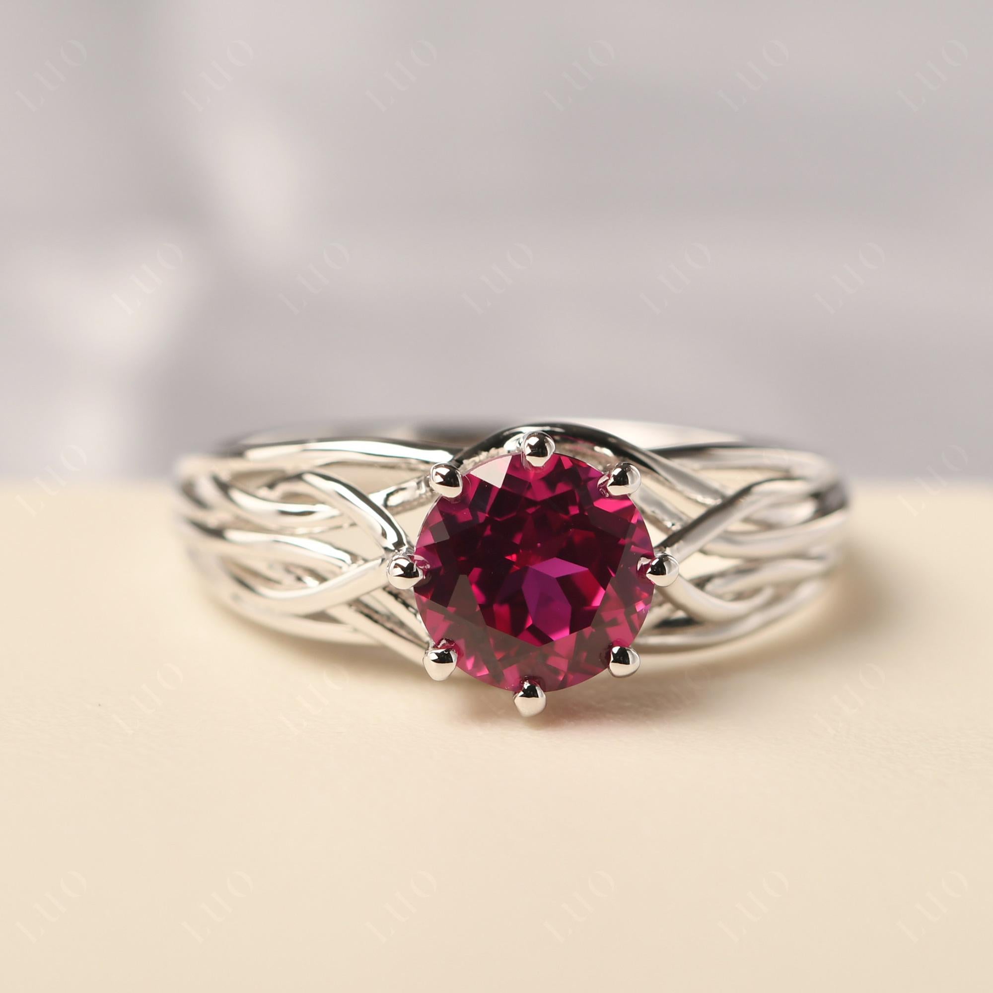 Intertwined Ruby Wedding Ring - LUO Jewelry