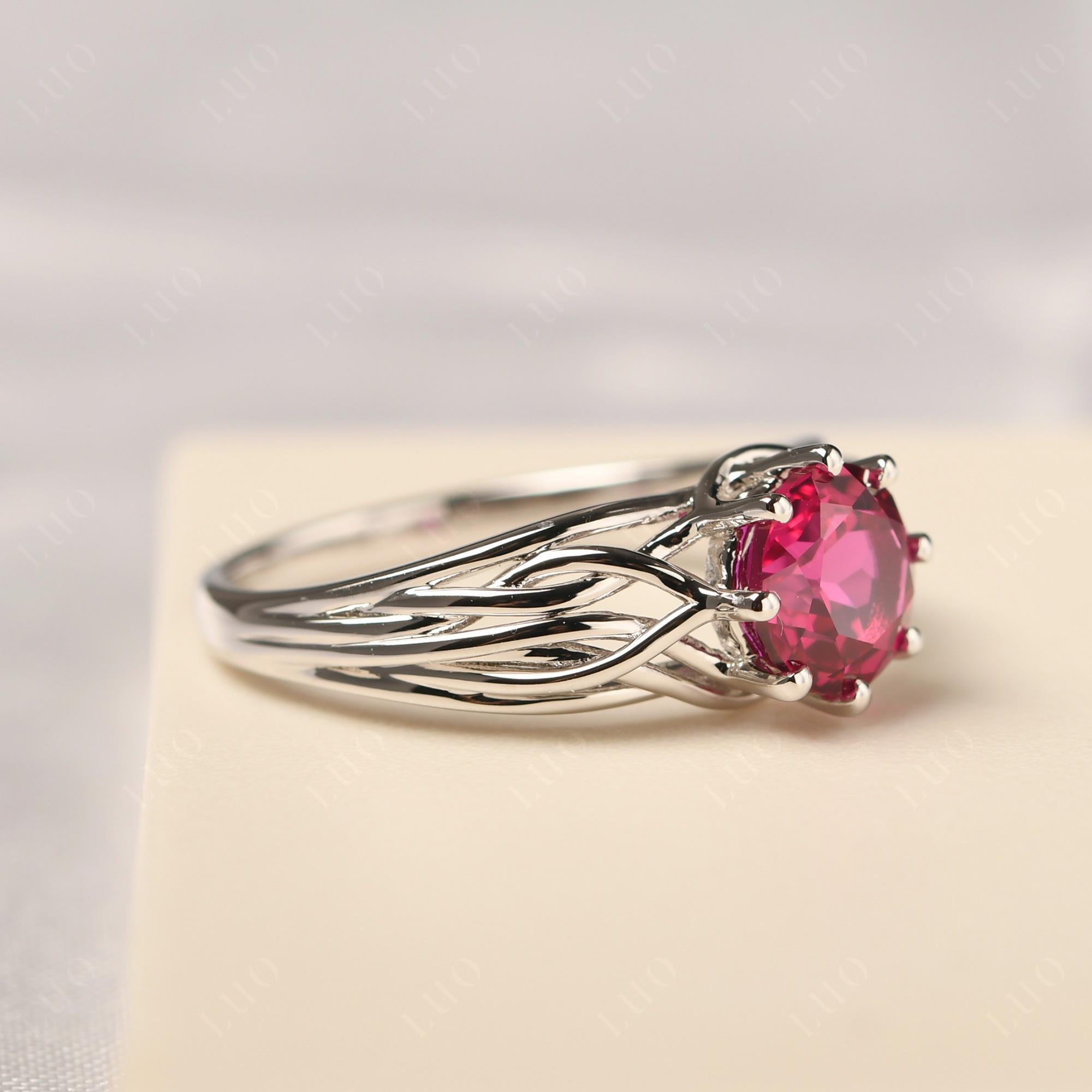 Intertwined Ruby Wedding Ring - LUO Jewelry