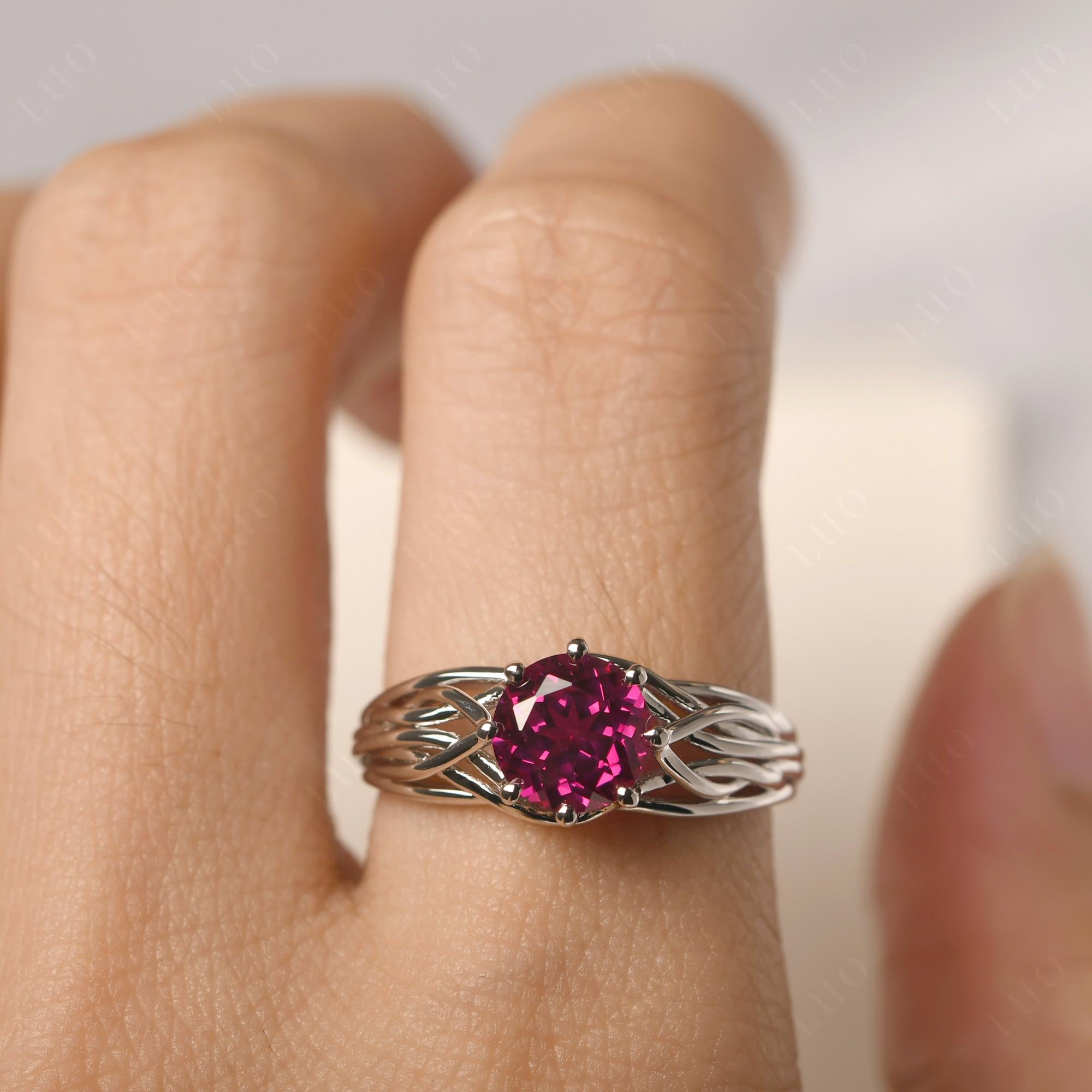 Intertwined Ruby Wedding Ring - LUO Jewelry