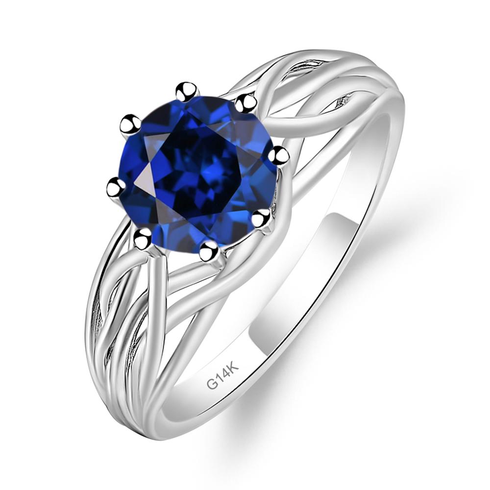Intertwined Sapphire Wedding Ring - LUO Jewelry #metal_14k white gold