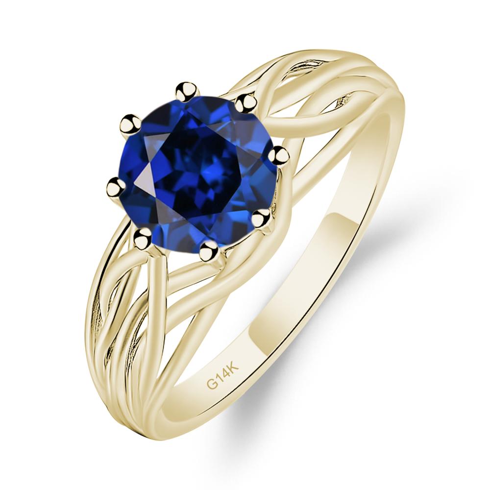 Intertwined Sapphire Wedding Ring - LUO Jewelry #metal_14k yellow gold