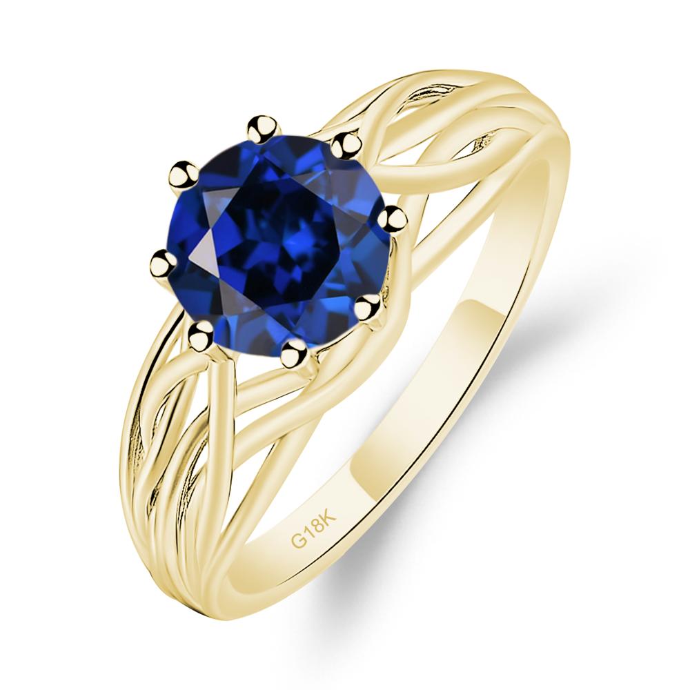 Intertwined Sapphire Wedding Ring - LUO Jewelry #metal_18k yellow gold