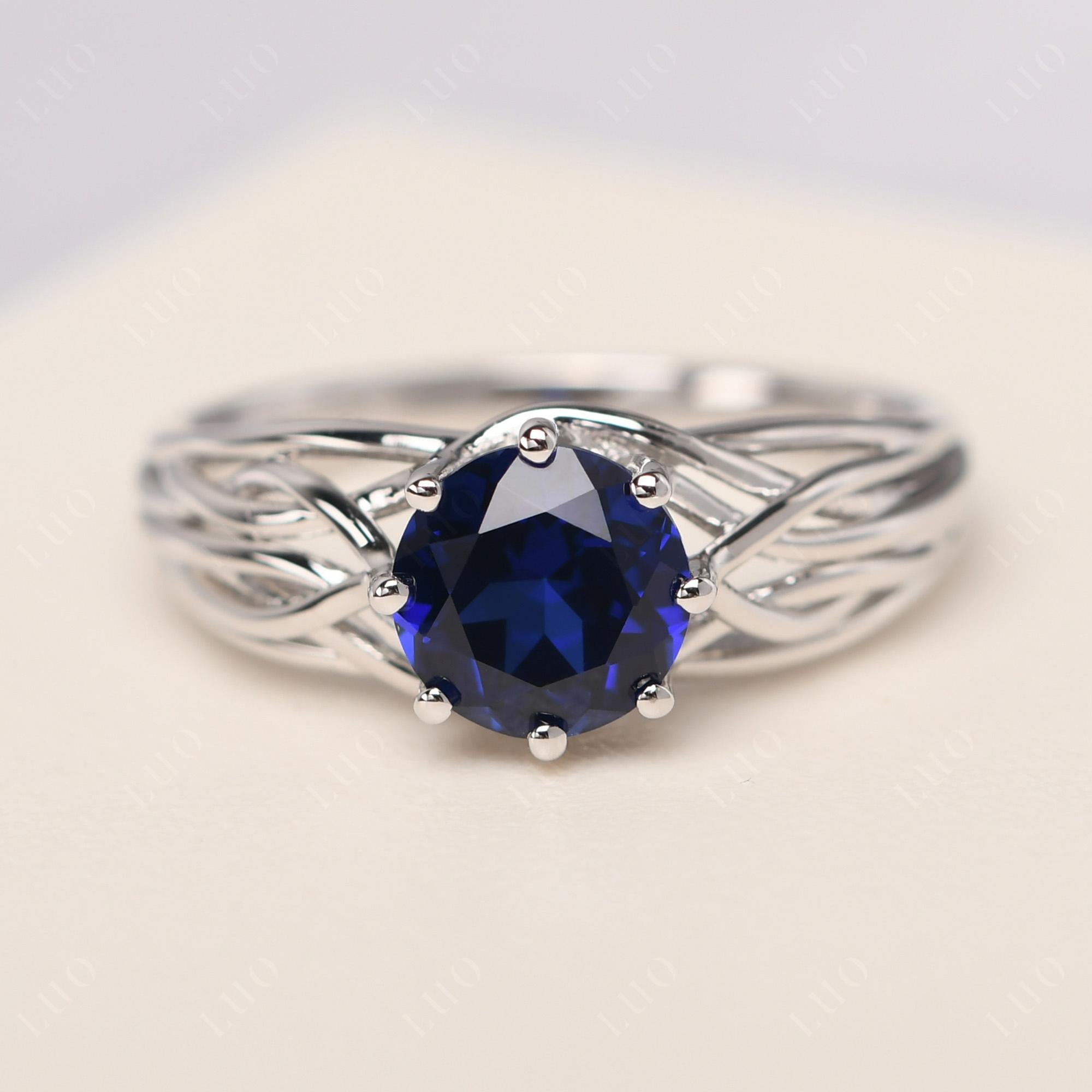 Intertwined Sapphire Wedding Ring - LUO Jewelry