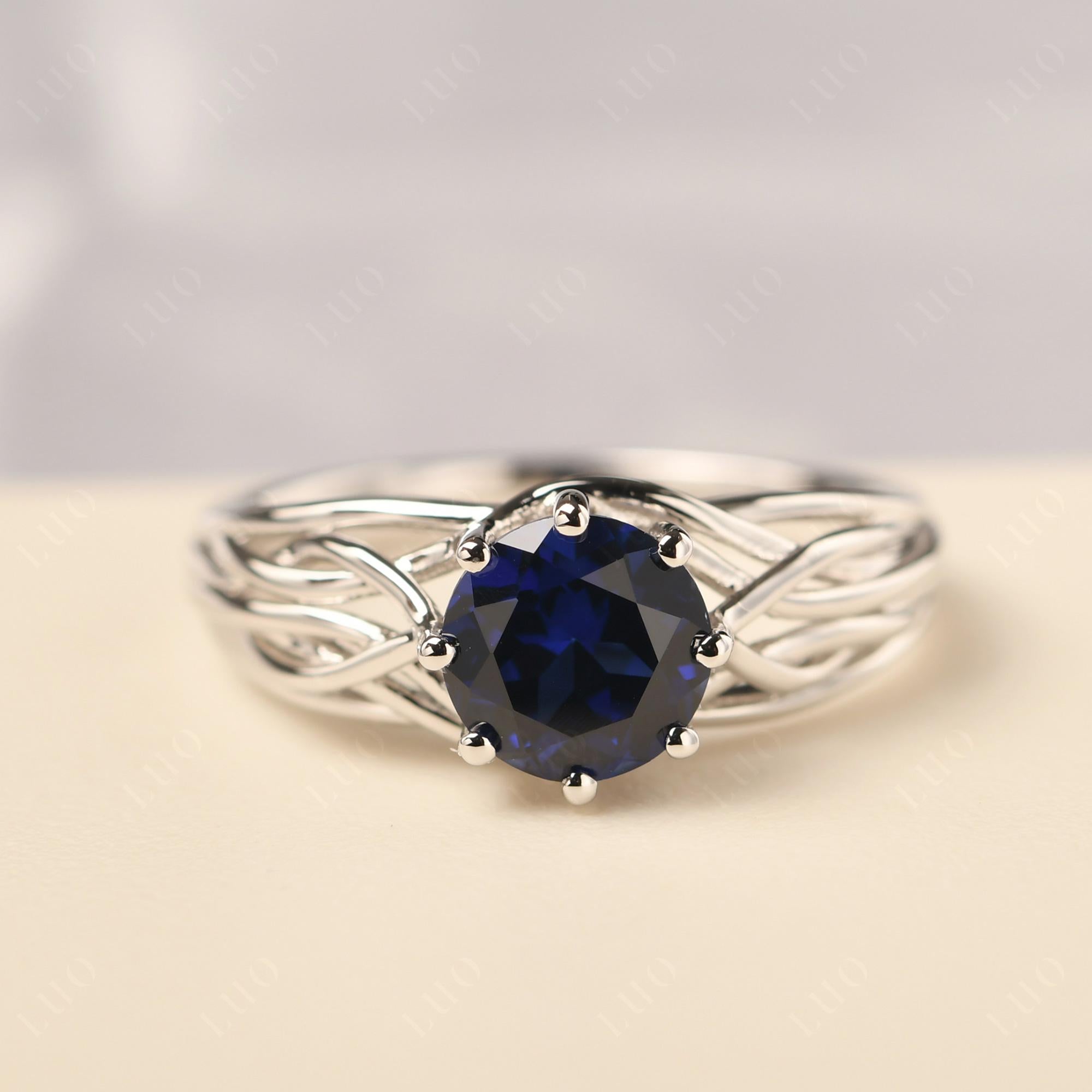 Intertwined Sapphire Wedding Ring - LUO Jewelry