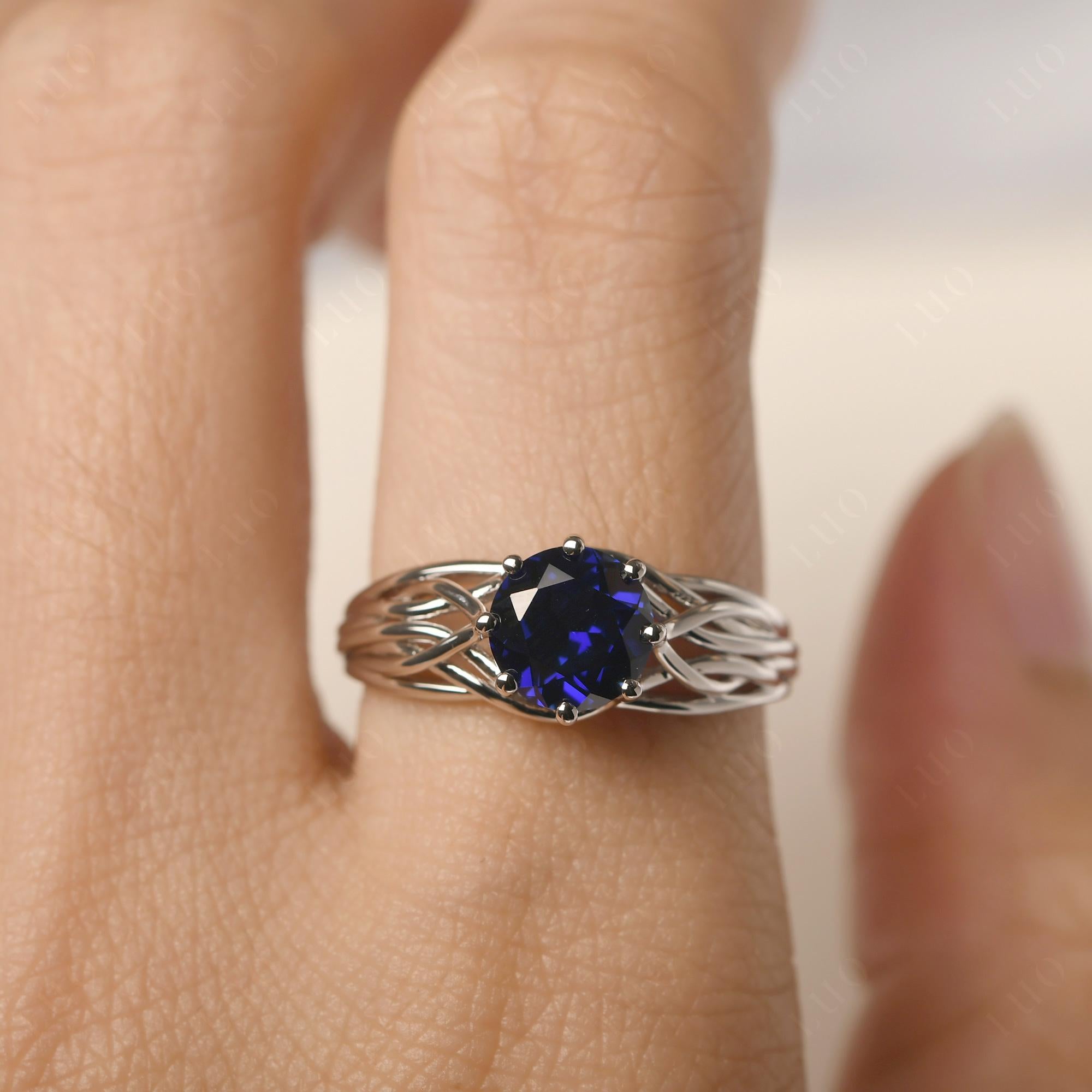 Intertwined Sapphire Wedding Ring - LUO Jewelry