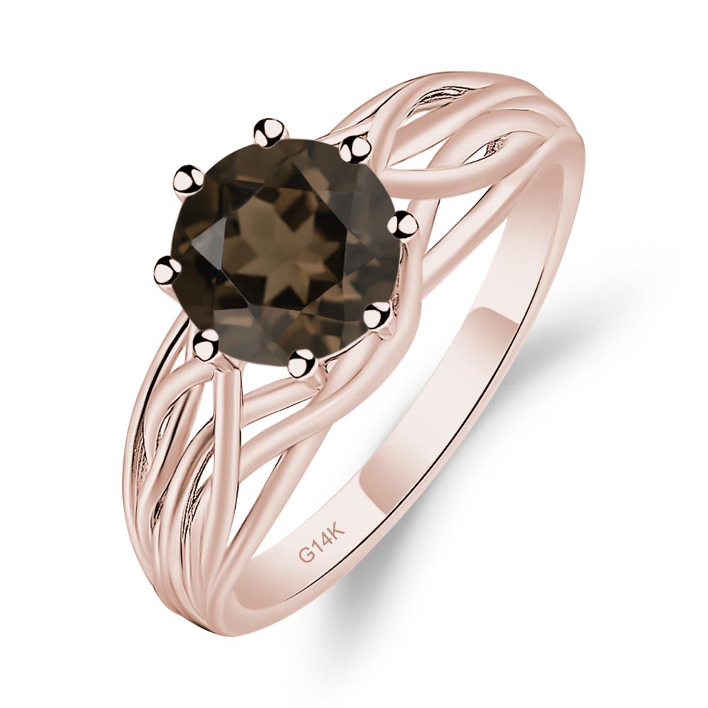 Intertwined Smoky Quartz Wedding Ring - LUO Jewelry #metal_14k rose gold