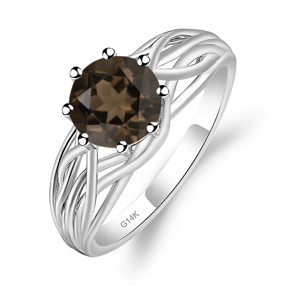 Intertwined Smoky Quartz Wedding Ring - LUO Jewelry #metal_14k white gold