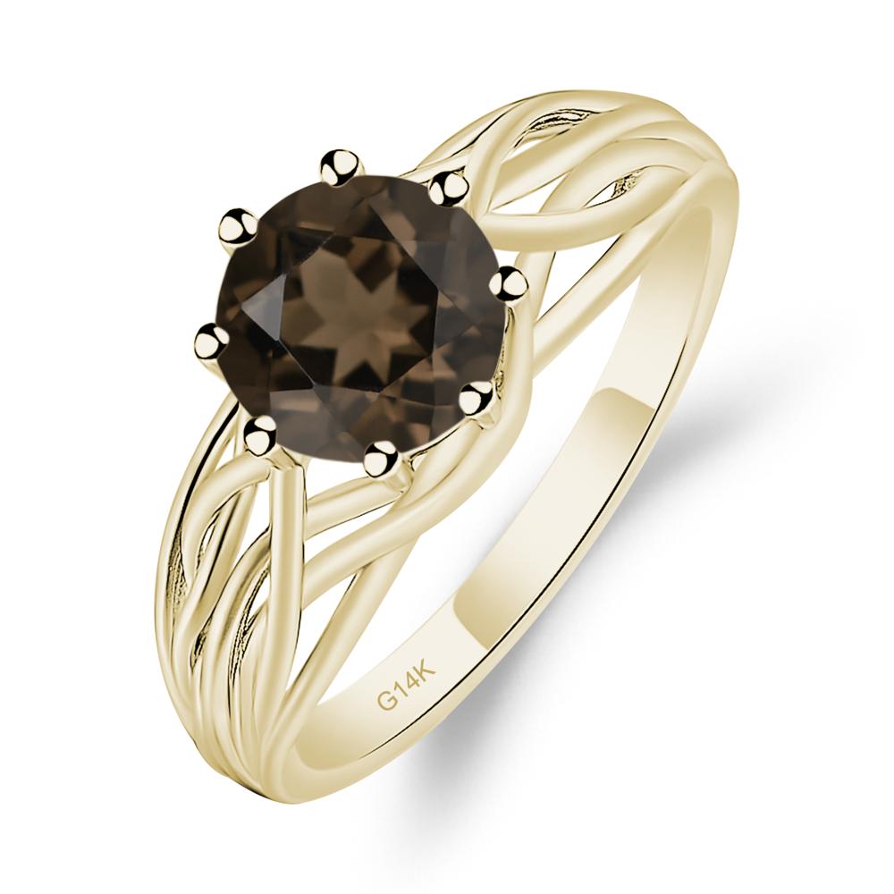 Intertwined Smoky Quartz Wedding Ring - LUO Jewelry #metal_14k yellow gold
