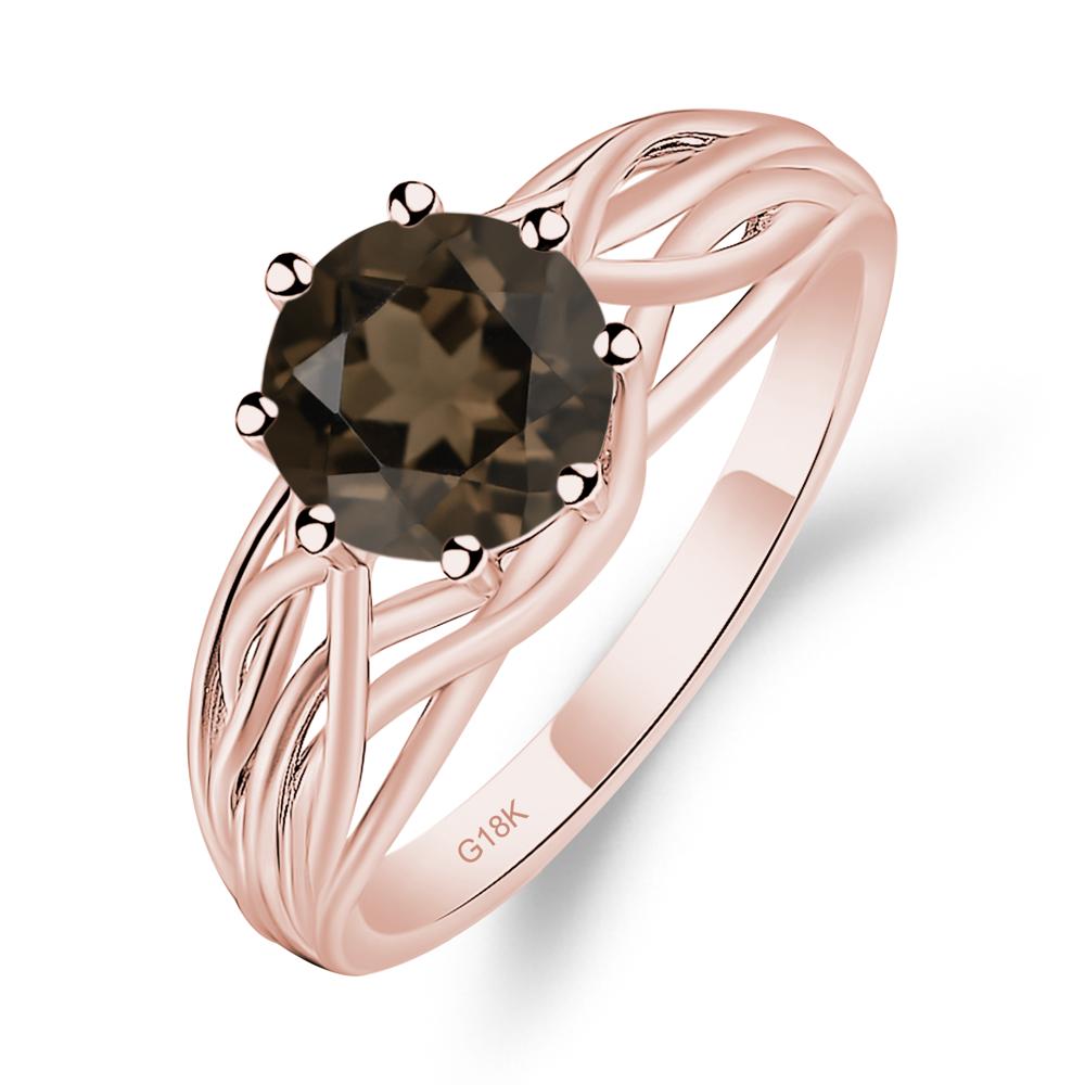 Intertwined Smoky Quartz Wedding Ring - LUO Jewelry #metal_18k rose gold