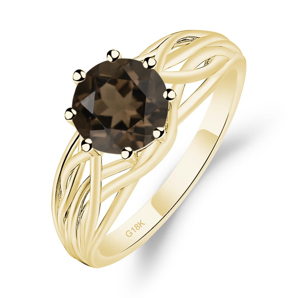 Intertwined Smoky Quartz Wedding Ring - LUO Jewelry #metal_18k yellow gold