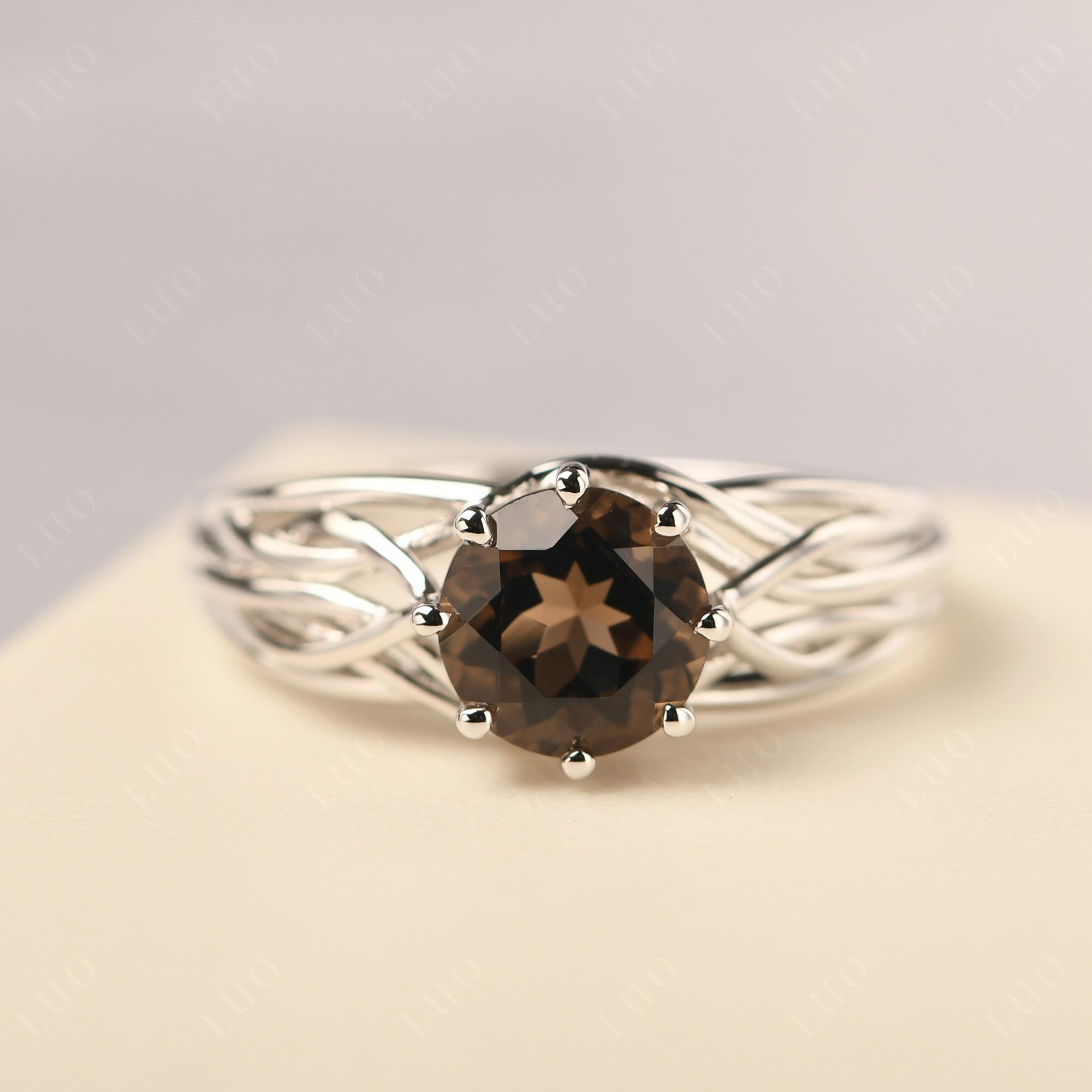 Intertwined Smoky Quartz Wedding Ring - LUO Jewelry