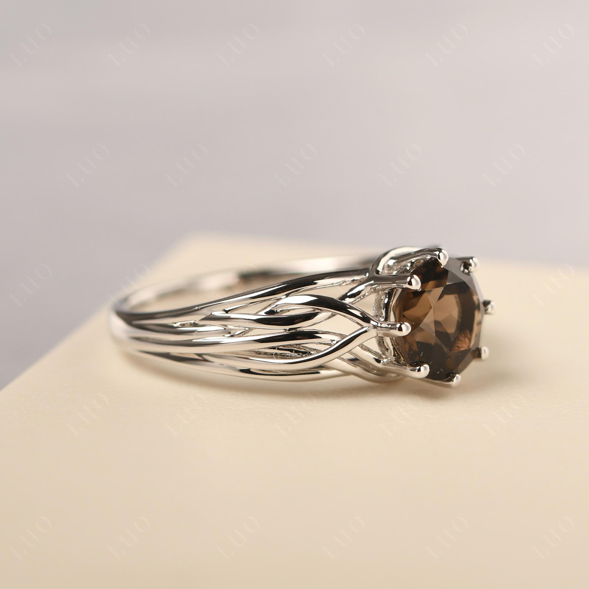 Intertwined Smoky Quartz Wedding Ring - LUO Jewelry