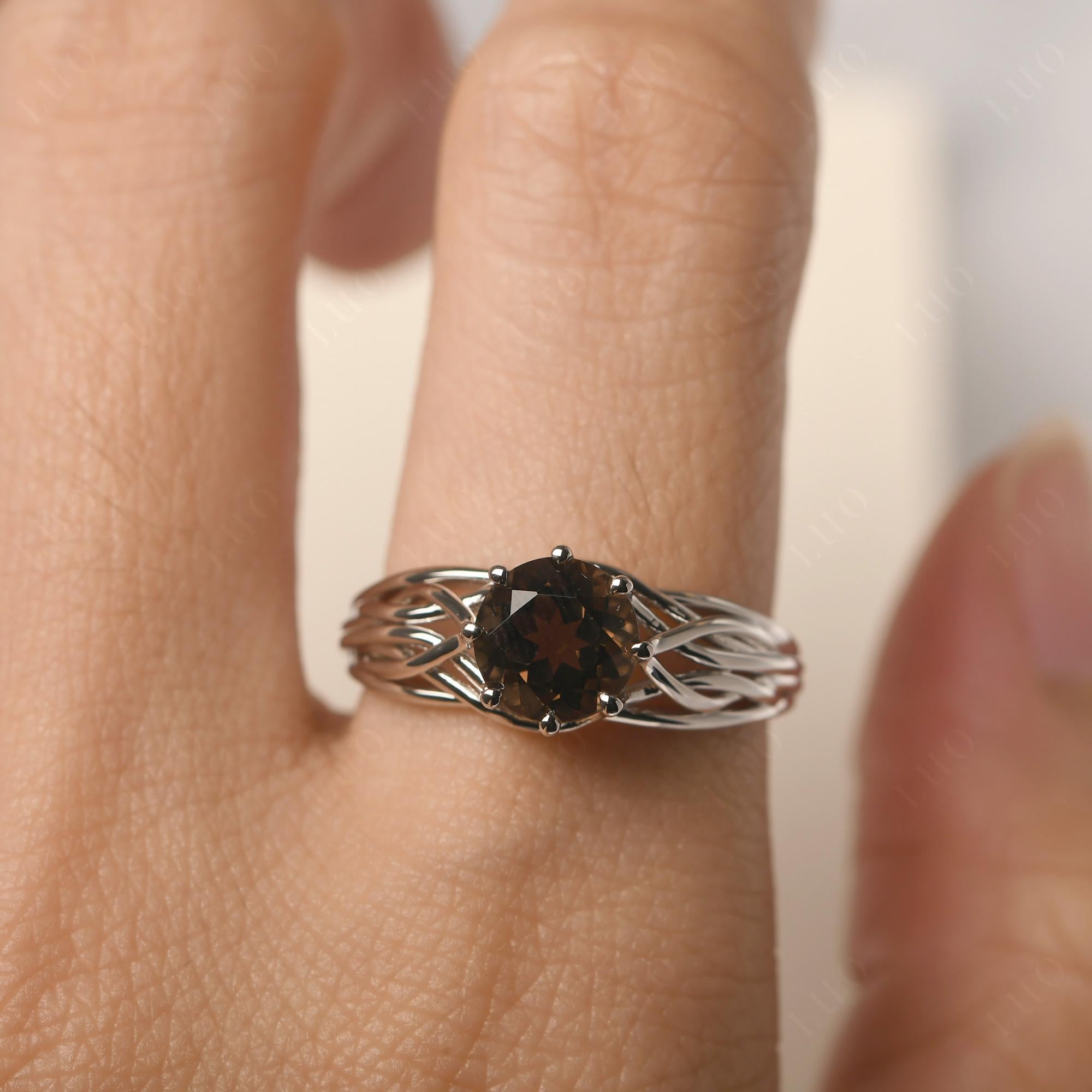 Intertwined Smoky Quartz Wedding Ring - LUO Jewelry