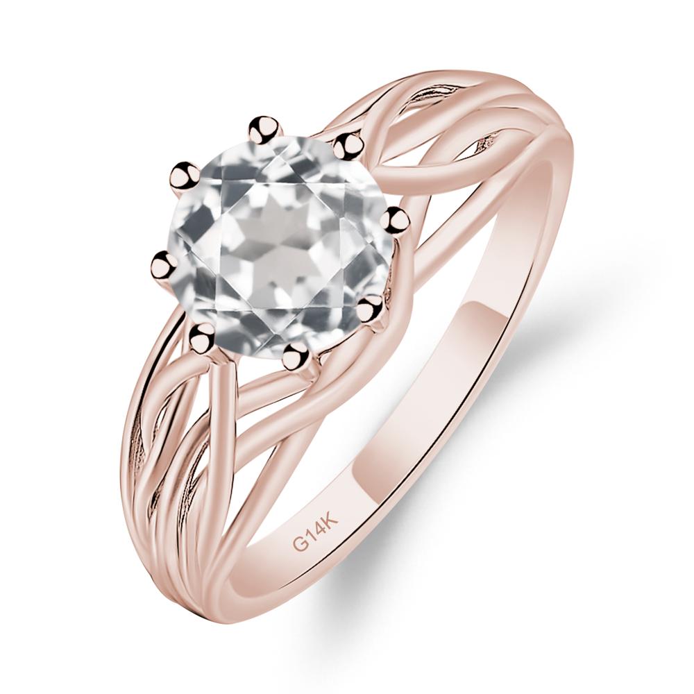 Intertwined White Topaz Wedding Ring - LUO Jewelry #metal_14k rose gold