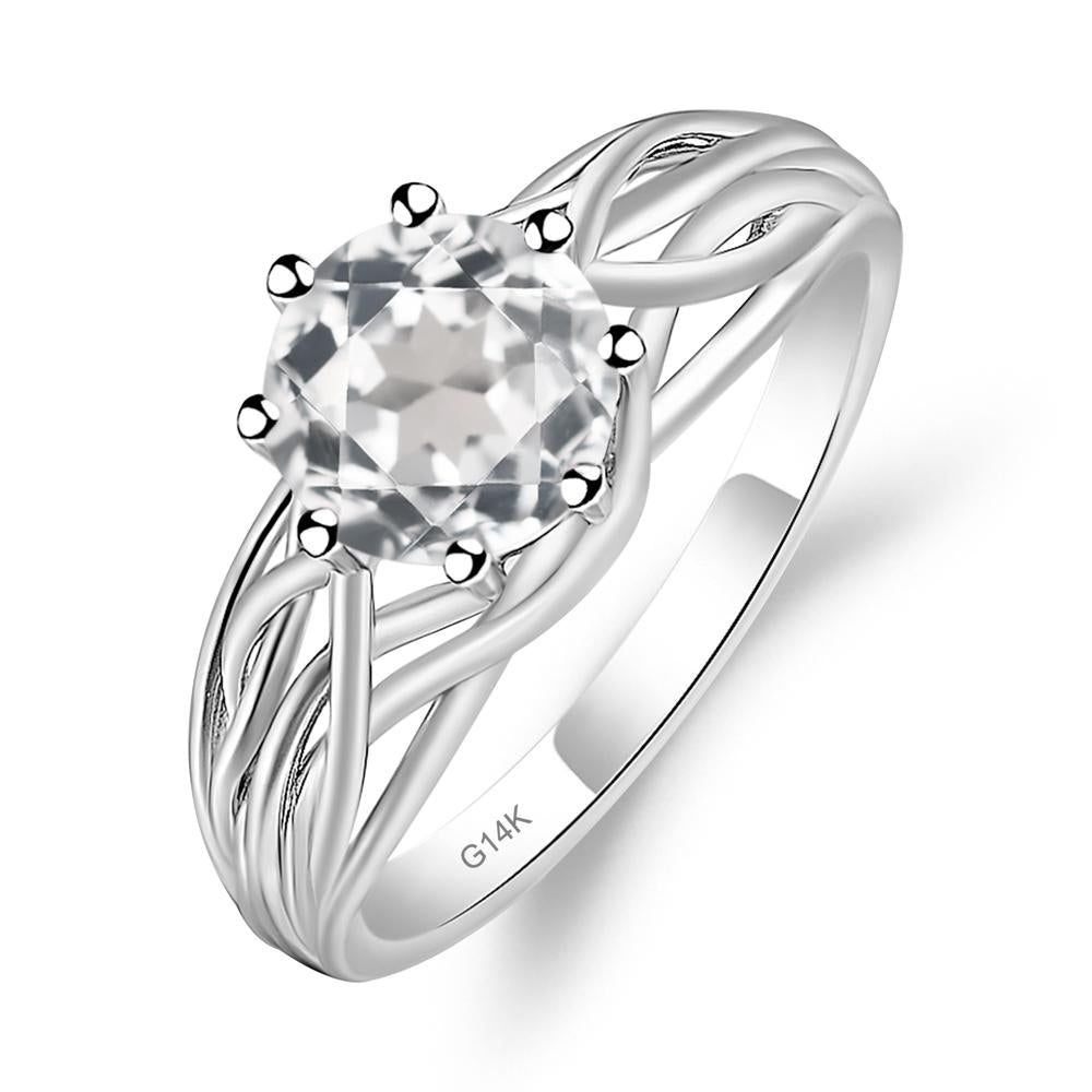 Intertwined White Topaz Wedding Ring - LUO Jewelry #metal_14k white gold