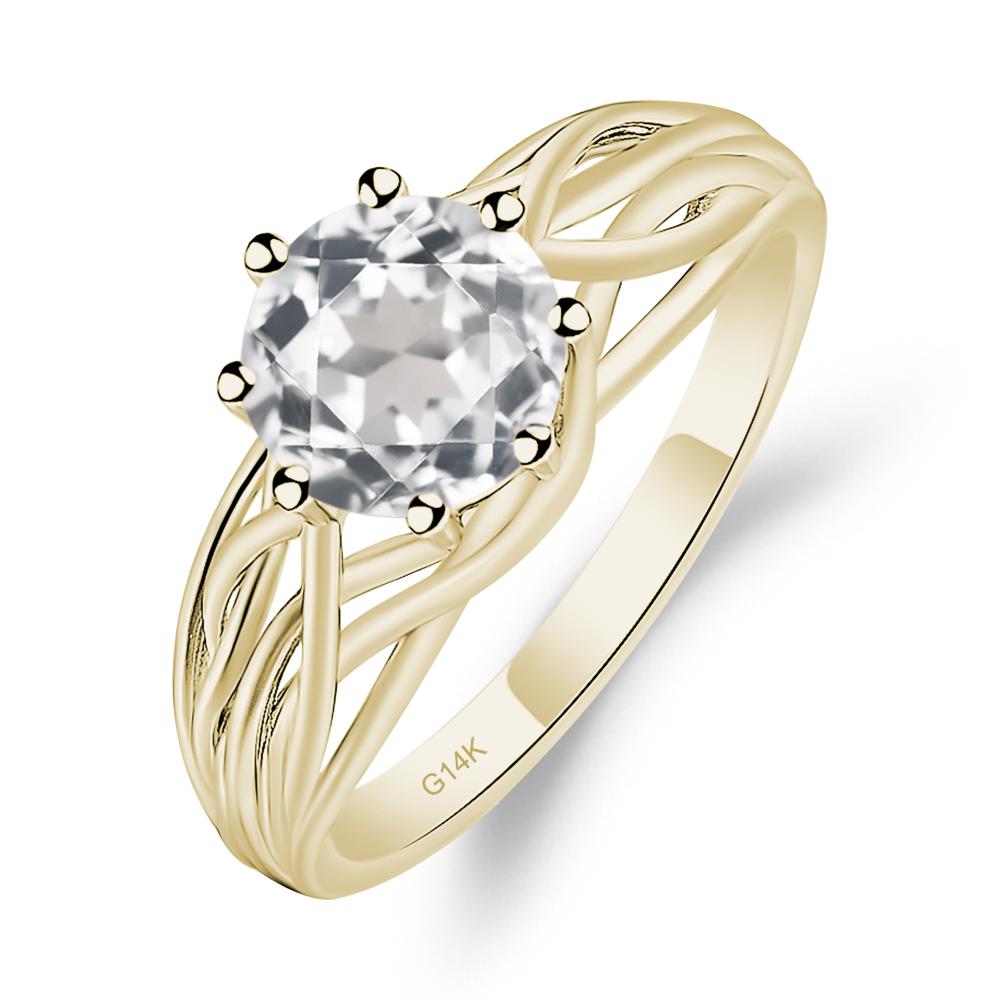 Intertwined White Topaz Wedding Ring - LUO Jewelry #metal_14k yellow gold