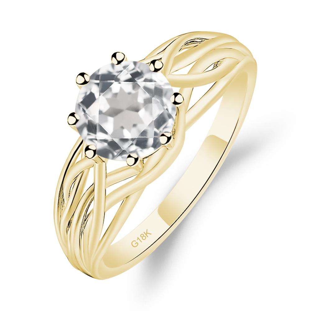 Intertwined White Topaz Wedding Ring - LUO Jewelry #metal_18k yellow gold