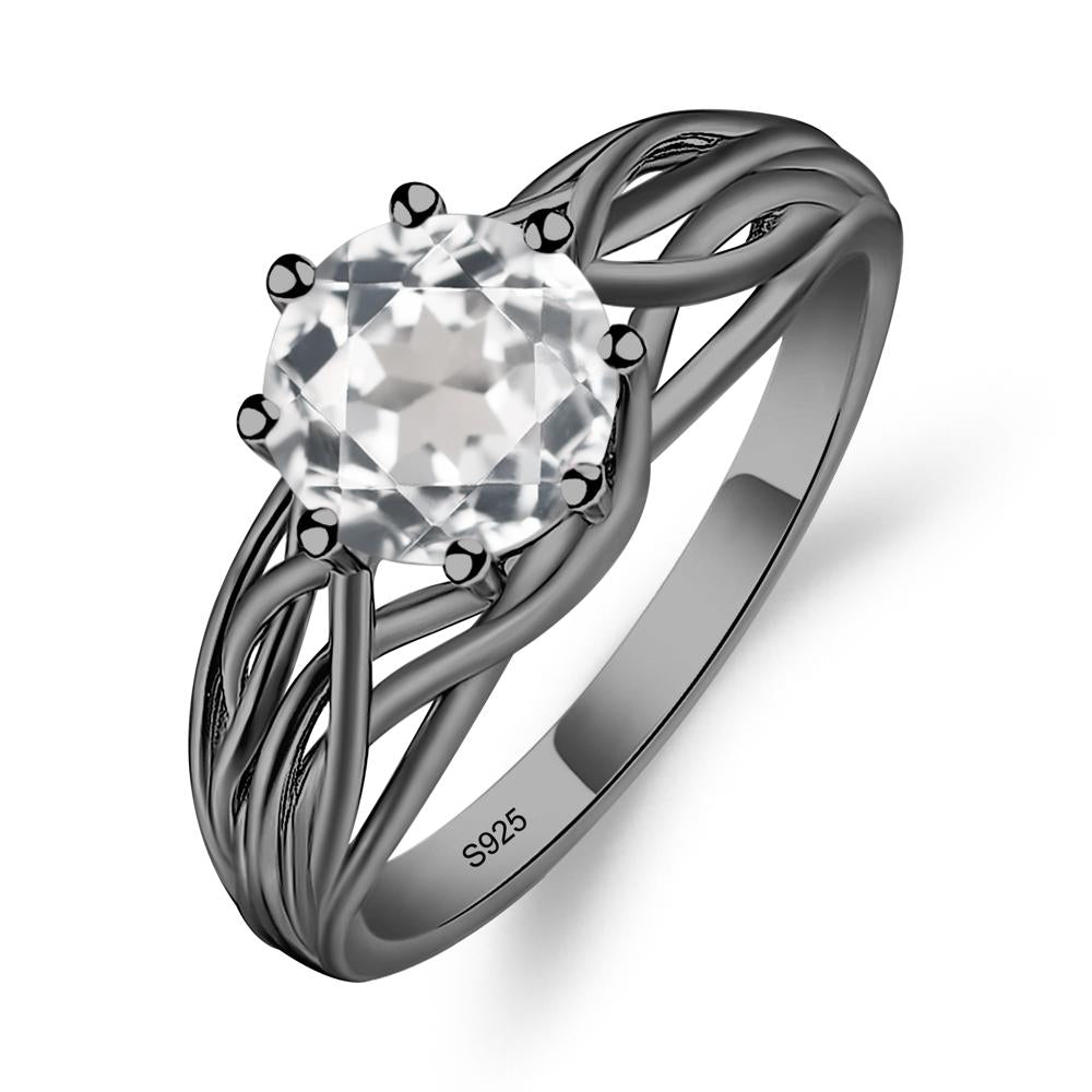 Intertwined White Topaz Wedding Ring - LUO Jewelry #metal_black finish sterling silver