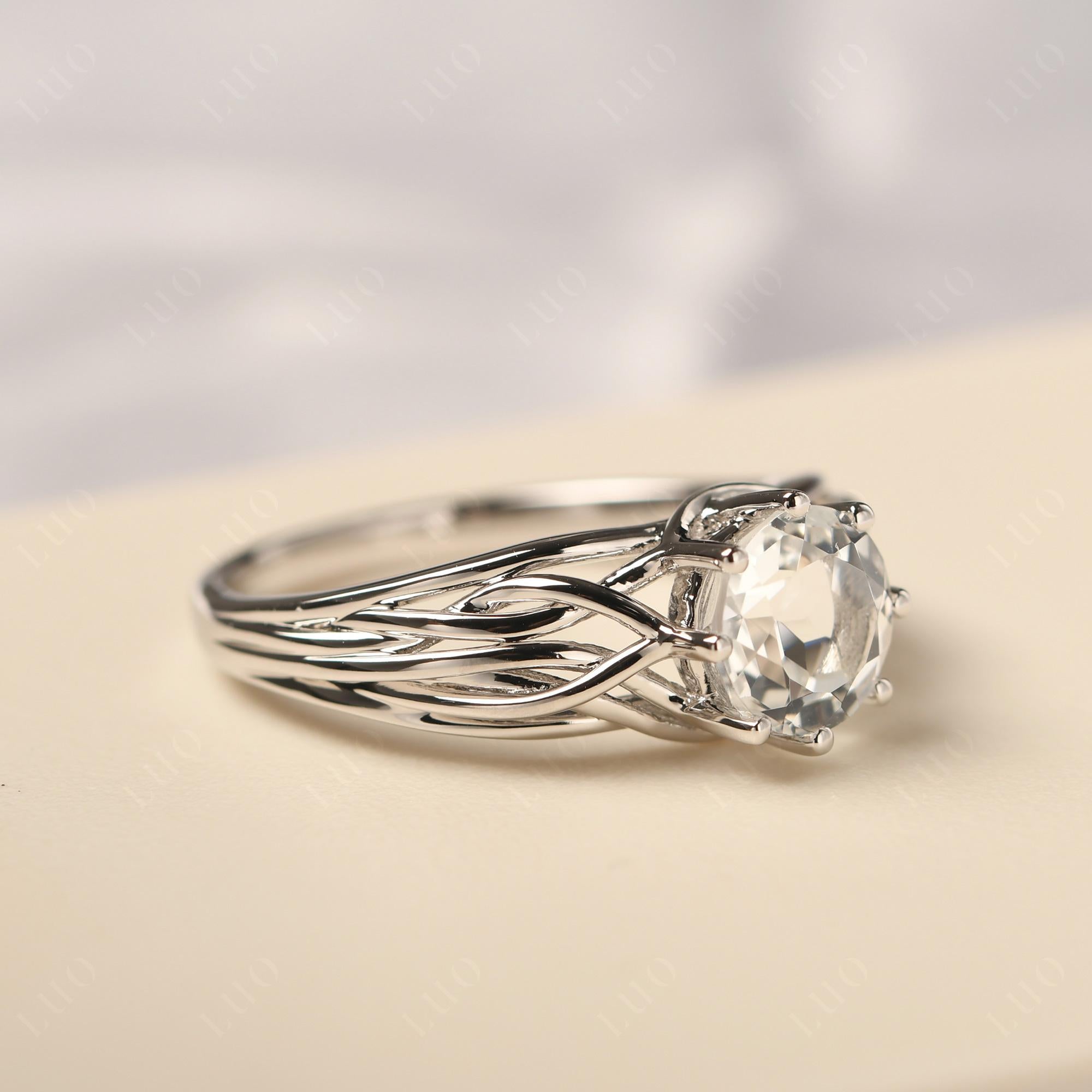 Intertwined White Topaz Wedding Ring - LUO Jewelry