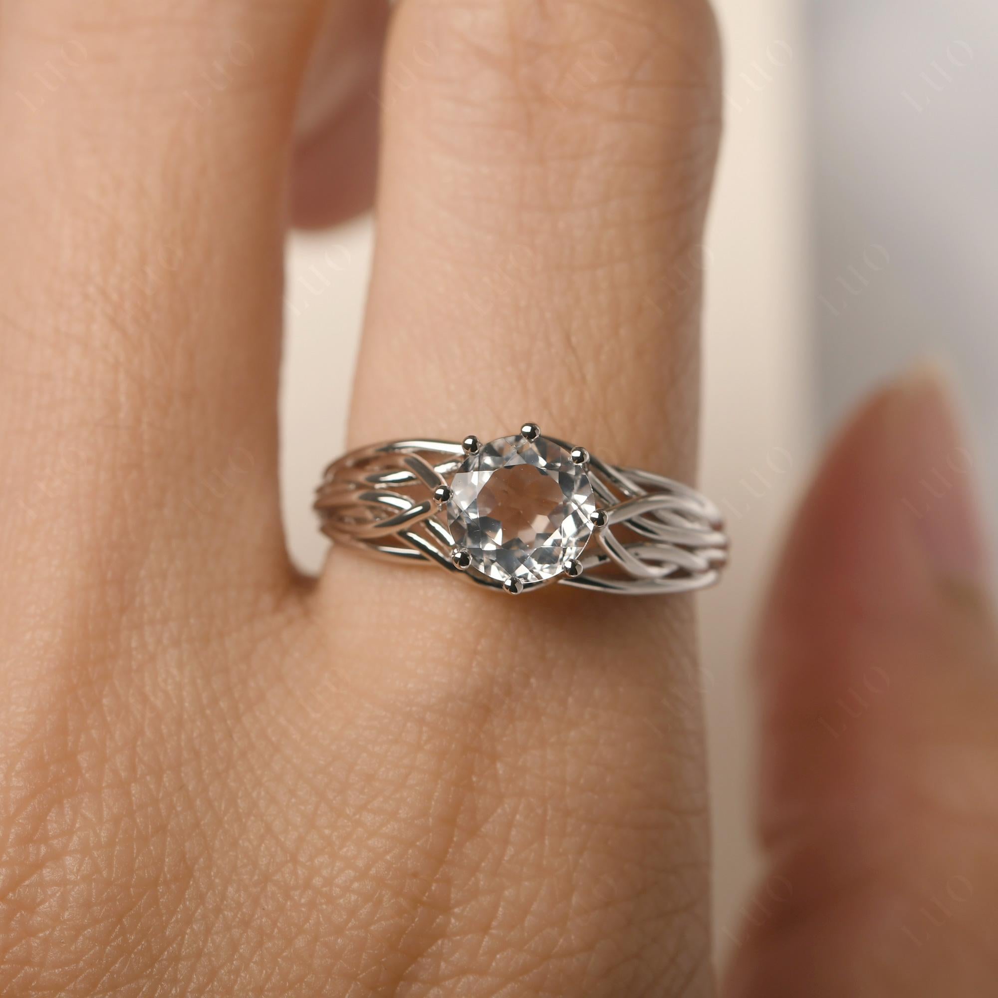Intertwined White Topaz Wedding Ring - LUO Jewelry