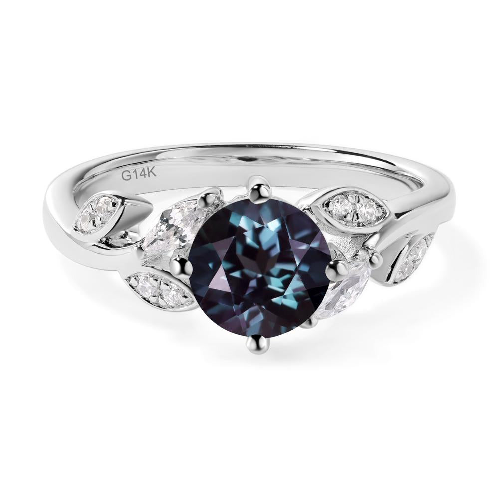 Vine Leaf Alexandrite Engagement Ring - LUO Jewelry #metal_14k white gold