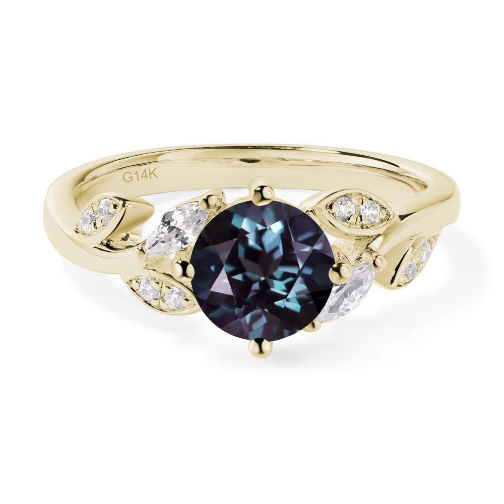 Vine Leaf Alexandrite Engagement Ring - LUO Jewelry #metal_14k yellow gold