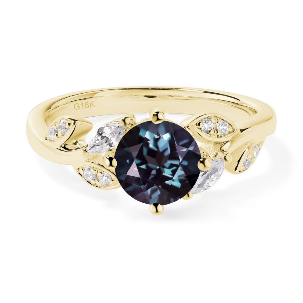 Vine Leaf Alexandrite Engagement Ring - LUO Jewelry #metal_18k yellow gold