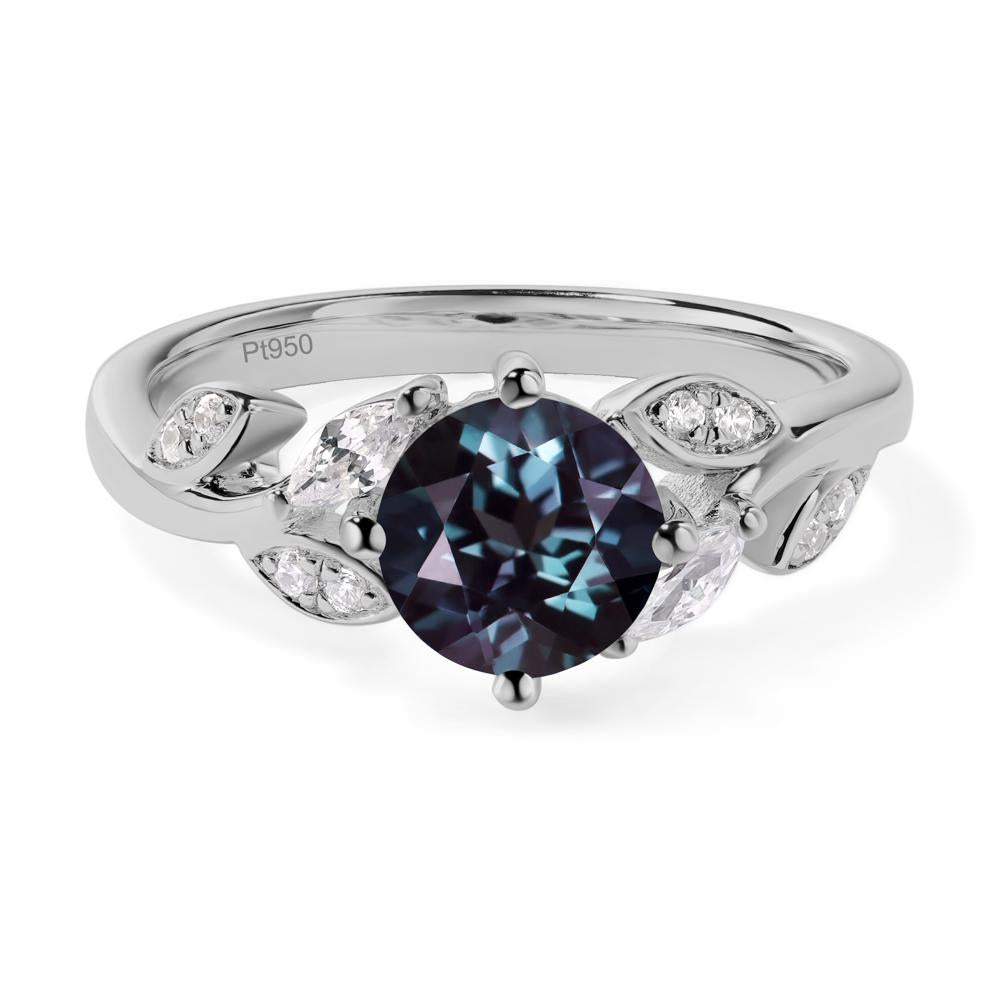 Vine Leaf Alexandrite Engagement Ring - LUO Jewelry #metal_platinum