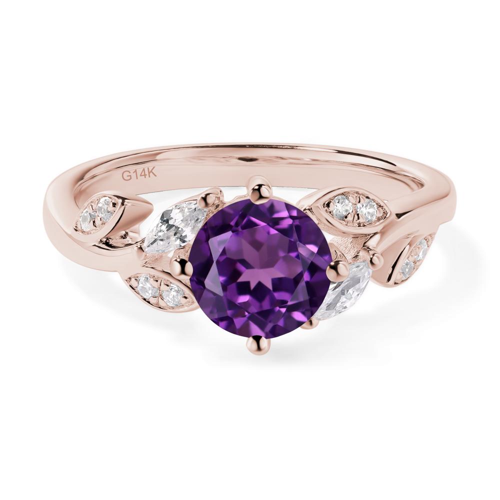 Vine Leaf Amethyst Engagement Ring - LUO Jewelry #metal_14k rose gold