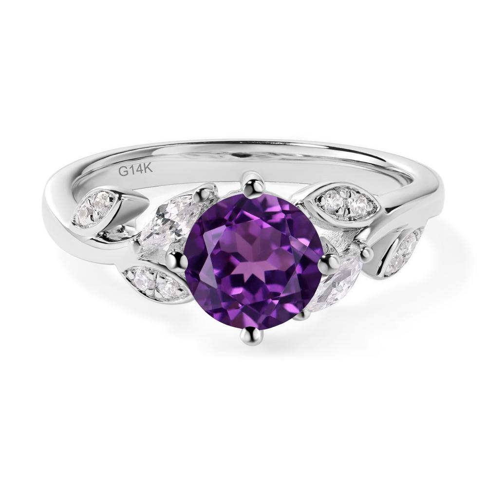 Vine Leaf Amethyst Engagement Ring - LUO Jewelry #metal_14k white gold
