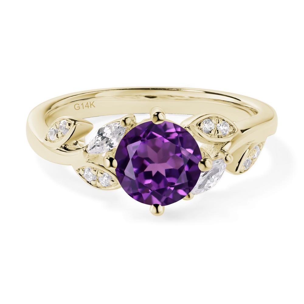 Vine Leaf Amethyst Engagement Ring - LUO Jewelry #metal_14k yellow gold