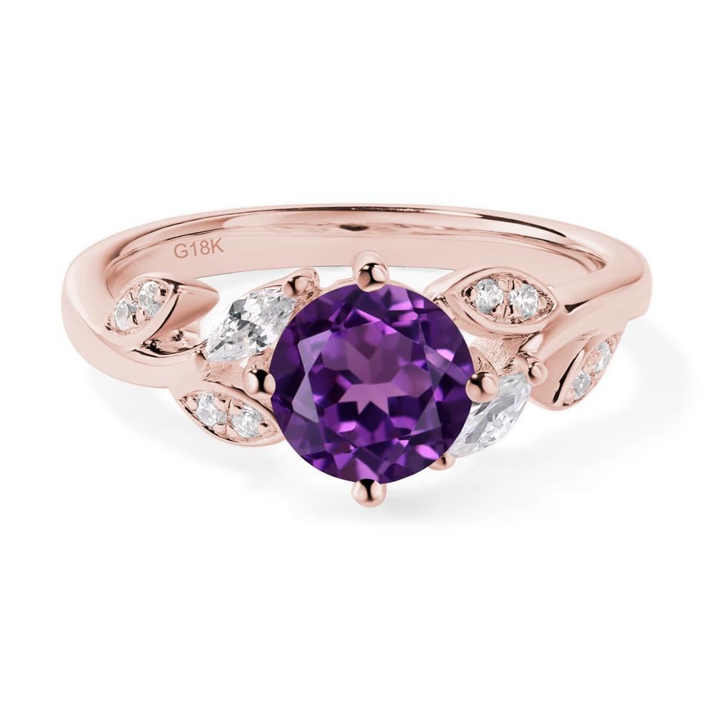 Vine Leaf Amethyst Engagement Ring - LUO Jewelry #metal_18k rose gold