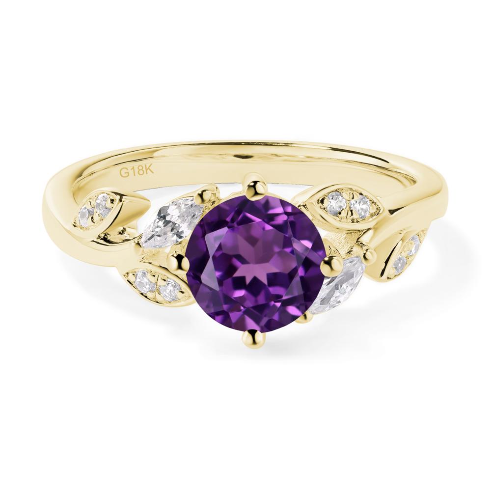 Vine Leaf Amethyst Engagement Ring - LUO Jewelry #metal_18k yellow gold