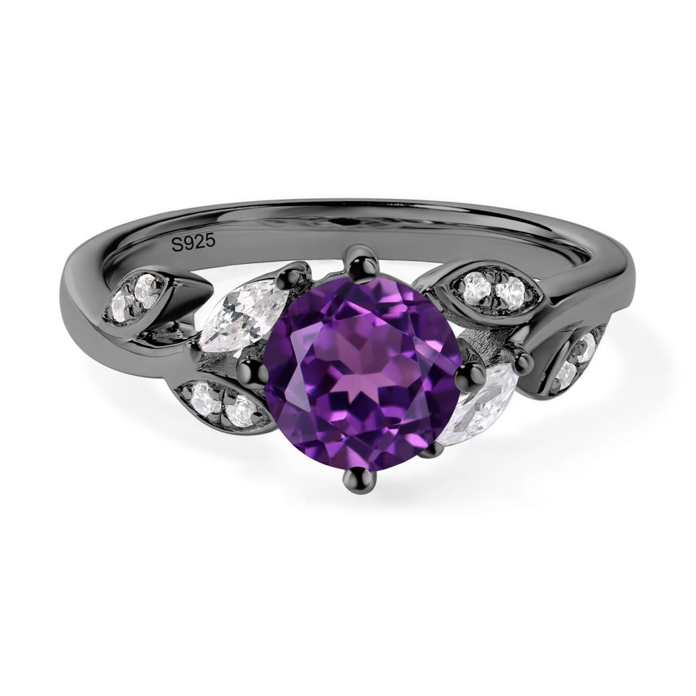 Vine Leaf Amethyst Engagement Ring - LUO Jewelry #metal_black finish sterling silver