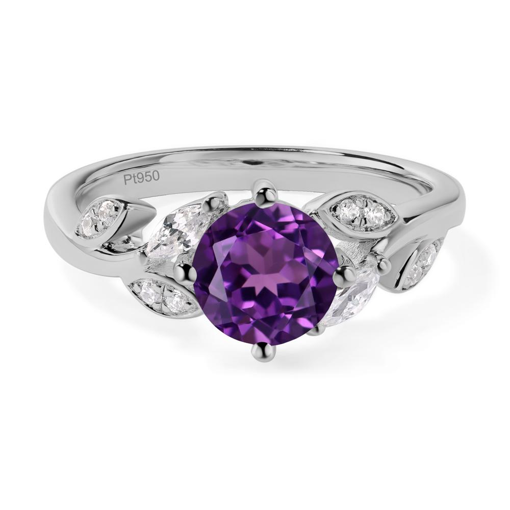 Vine Leaf Amethyst Engagement Ring - LUO Jewelry #metal_platinum