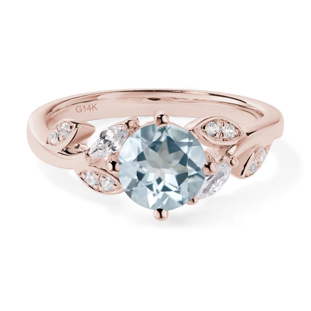 Vine Leaf Aquamarine Engagement Ring - LUO Jewelry #metal_14k rose gold