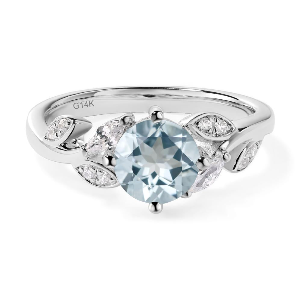 Vine Leaf Aquamarine Engagement Ring - LUO Jewelry #metal_14k white gold
