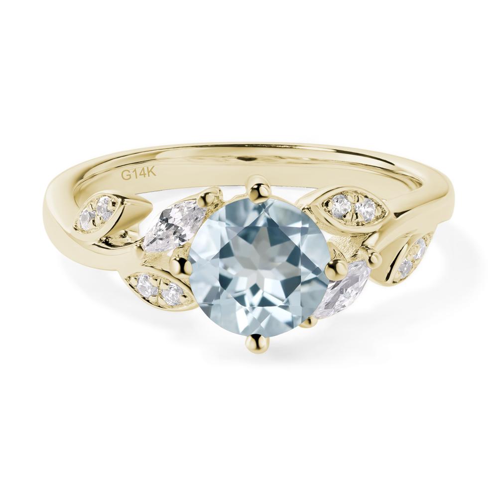 Vine Leaf Aquamarine Engagement Ring - LUO Jewelry #metal_14k yellow gold