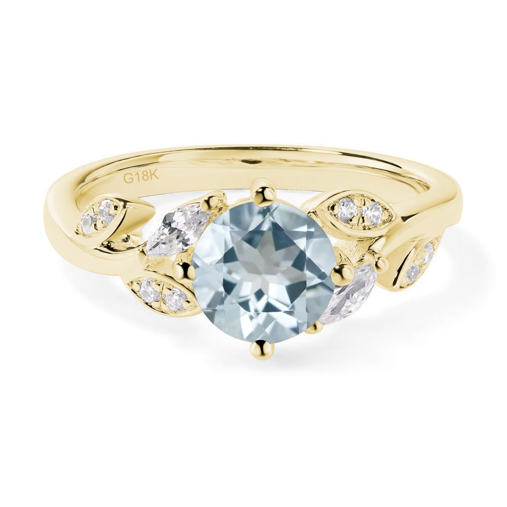 Vine Leaf Aquamarine Engagement Ring - LUO Jewelry #metal_18k yellow gold