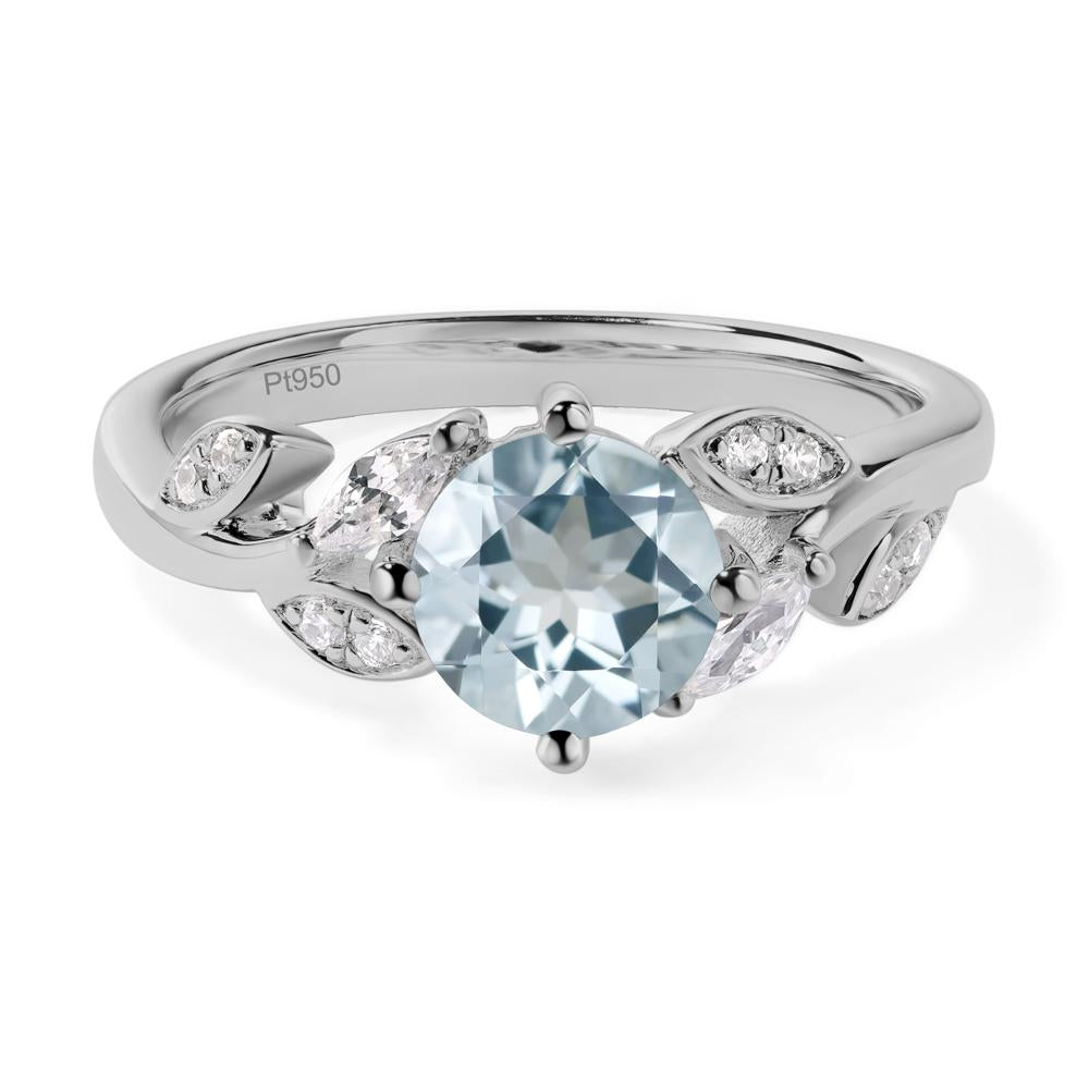 Vine Leaf Aquamarine Engagement Ring - LUO Jewelry #metal_platinum