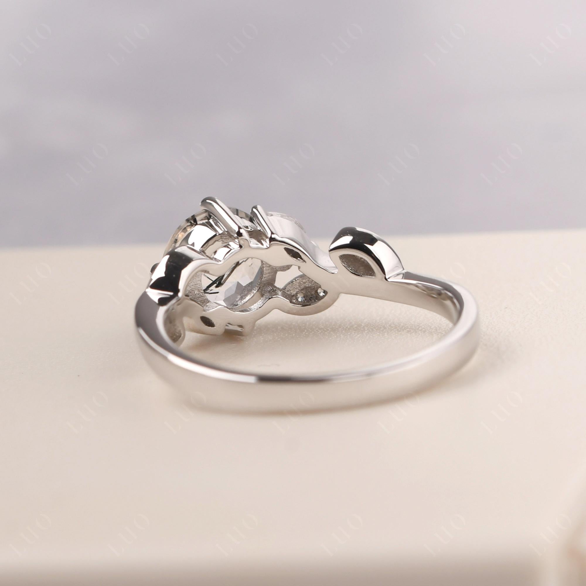 Vine Leaf Black Rutilated Quartz Engagement Ring - LUO Jewelry
