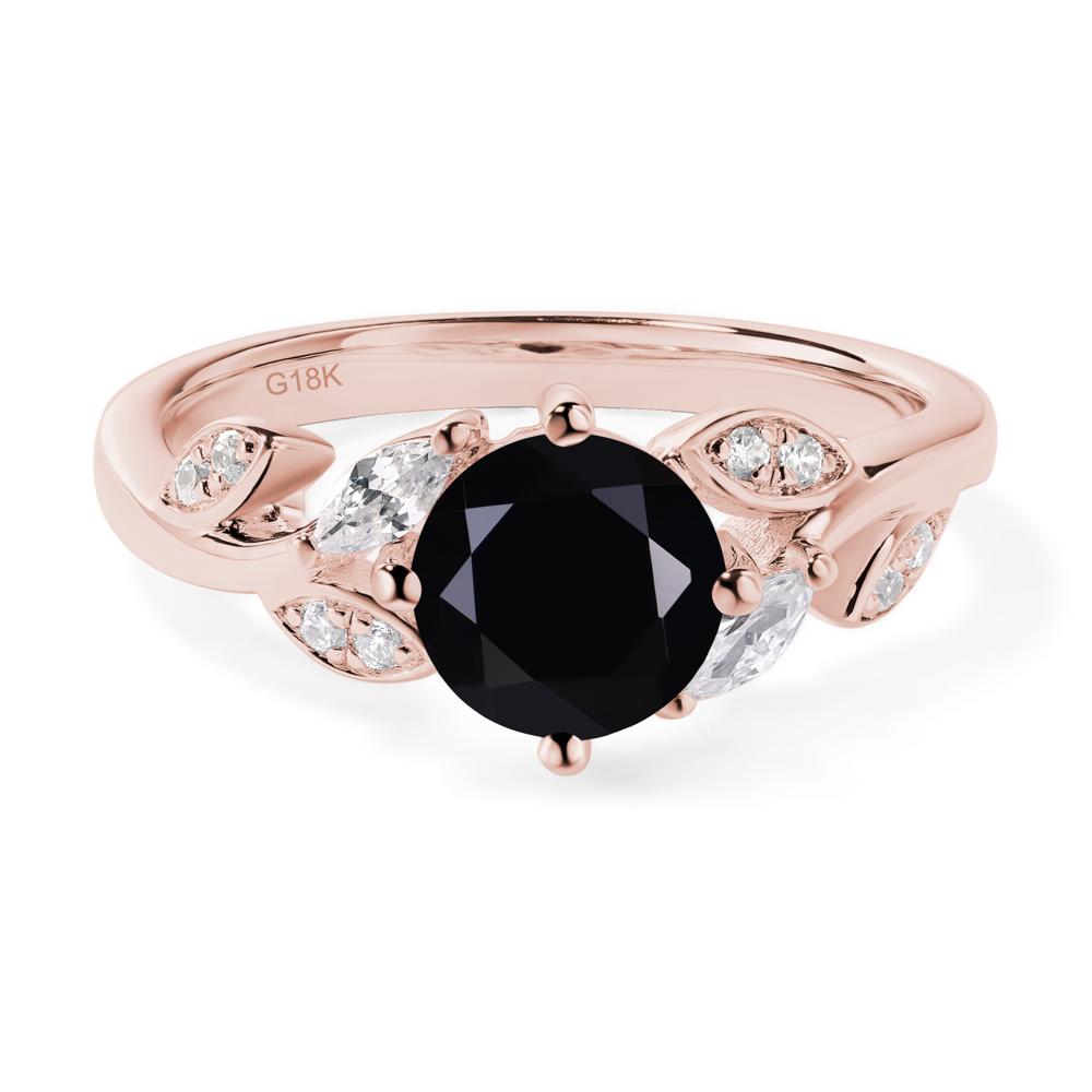 Vine Leaf Black Stone Engagement Ring - LUO Jewelry #metal_18k rose gold