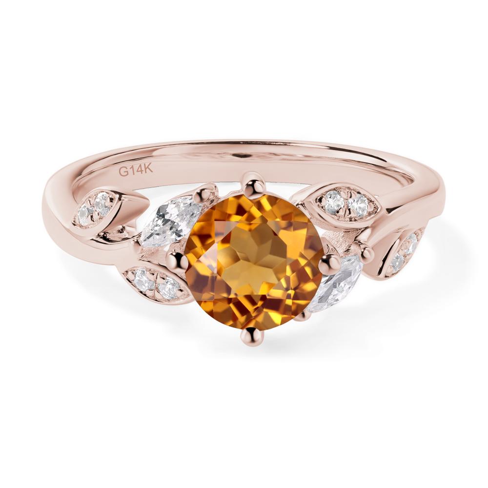Vine Leaf Citrine Engagement Ring - LUO Jewelry #metal_14k rose gold