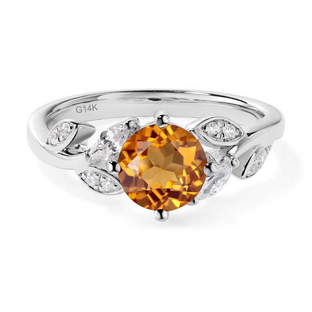 Vine Leaf Citrine Engagement Ring - LUO Jewelry #metal_14k white gold