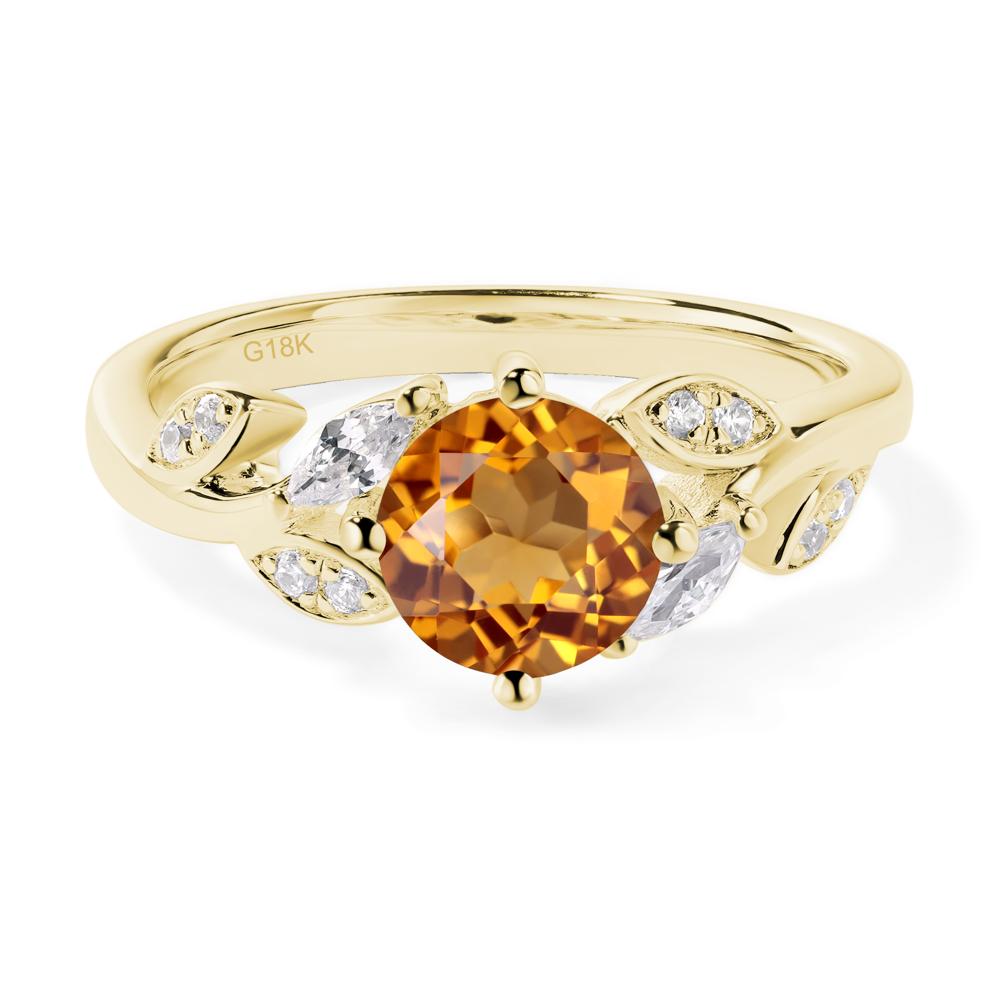Vine Leaf Citrine Engagement Ring - LUO Jewelry #metal_18k yellow gold