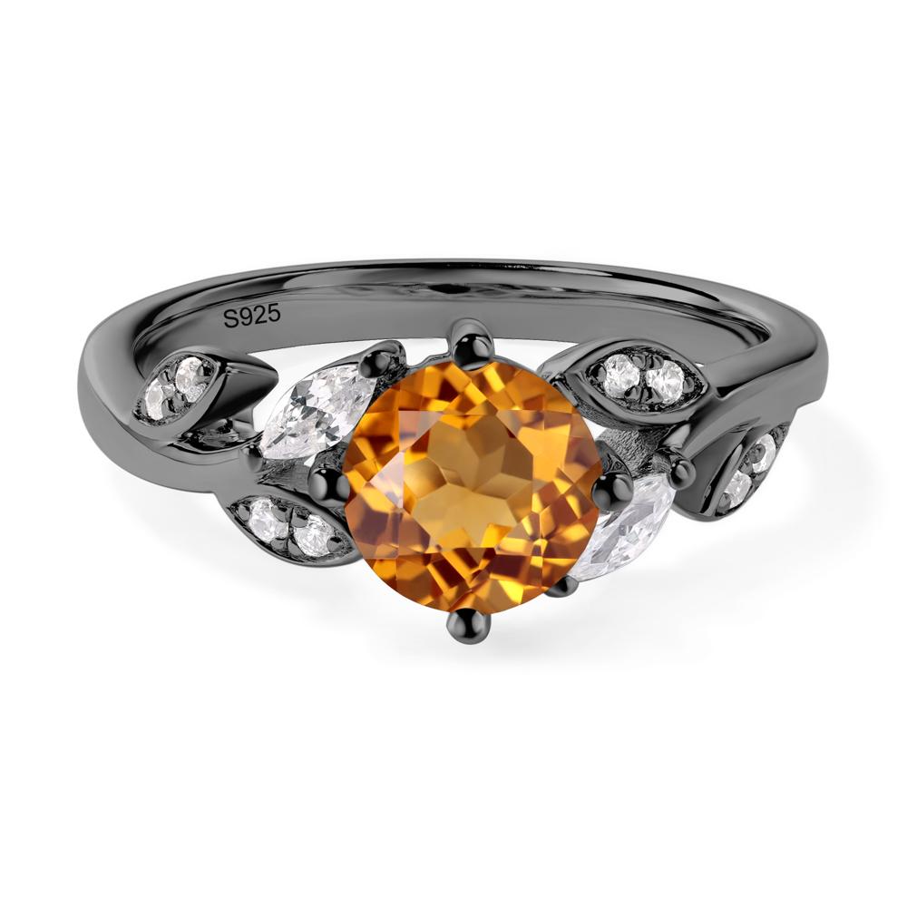 Vine Leaf Citrine Engagement Ring - LUO Jewelry #metal_black finish sterling silver