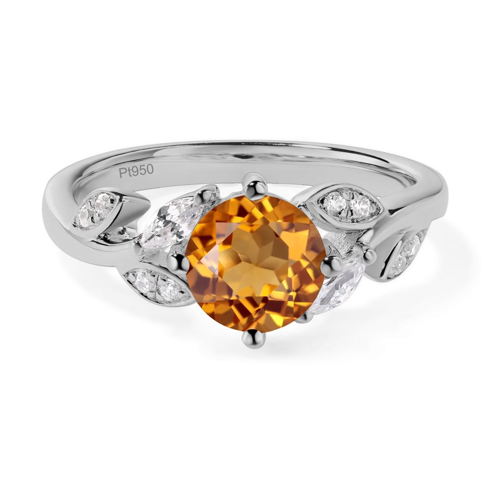 Vine Leaf Citrine Engagement Ring - LUO Jewelry #metal_platinum