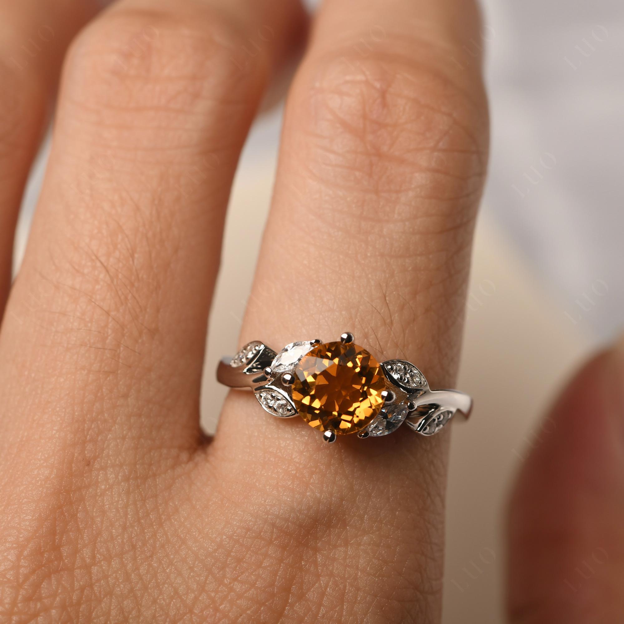 Vine Leaf Citrine Engagement Ring - LUO Jewelry